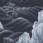 Обои ручная роспись Matsushima Waves Roka on Edo Night painted silk варинант исполнения - 1 | Loft Concept в Костроме