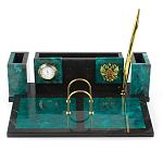 Настольный письменный набор из змеевика с часами и календарницей Successful Leader варинант исполнения - 1 | Loft Concept в Костроме