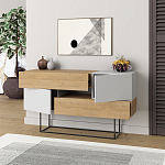 Комод c 2-мя белыми дверцами и 2-мя выдвижными ящиками цвета древесины EROS CONSOLE OAK WHITE варинант исполнения - 2 | Loft Concept в Костроме