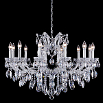Люстра подвесная с 12-ю лампочками и прозрачными хрустальными подвесками на хромированном основании Crystal lamps варинант исполнения - 1 | Loft Concept в Костроме