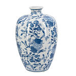 Ваза фарфоровая с узким горлышком и синими цветочными мотивами Independence варинант исполнения - 2 | Loft Concept в Костроме