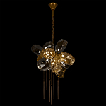 Люстра подвесная со стеклянными плафонами из дымчатого и золотистого с шестью вертикальными подвесками Gilded Mirage  варинант исполнения - 3 | Loft Concept в Костроме