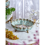 Чаша из голубого фарфора на бронзовых ножках с рисунком цветов и фигурками стрекоз Blue Garden варинант исполнения - 3 | Loft Concept в Костроме