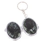 Зеркало брелок карманное двухстороннее из натурального камня Серафинит Stone Mirrors варинант исполнения - 2 | Loft Concept в Костроме