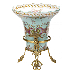 Ваза из голубого фарфора с рисунком птиц и цветов и декоративными элементами Blue Garden варинант исполнения - 2 | Loft Concept в Костроме