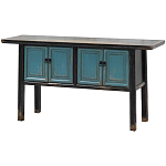 Деревянная консоль в китайском стиле с дверцами голубая Qin Console Table Blue варинант исполнения - 2 | Loft Concept в Костроме
