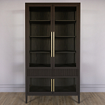 Витрина Primo со стеклянными фасадами и 2 ящиками Темный орех варинант исполнения - 1 | Loft Concept в Костроме