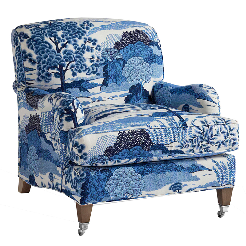 Кресло Trumann Club Chair Blue Landscape синий пейзаж Синий Белый в Костроме | Loft Concept 