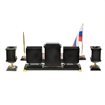 Настольный письменный набор из креноида и змеевика на бронзовых ножках Marble Accessory варинант исполнения - 4 | Loft Concept в Костроме