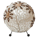 Настольная лампа из перламутра на металлическом каркасе Indonesian Ball варинант исполнения - 3 | Loft Concept в Костроме