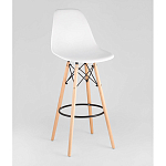 Пластиковый барный стул на ножках из массива бука Eames White варинант исполнения - 1 | Loft Concept в Костроме
