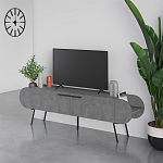 ТВ-тумба серая с 2-мя откидными дверцами и 2-мя открытыми полками CAPSULE TV STAND RETRO GREY варинант исполнения - 3 | Loft Concept в Костроме