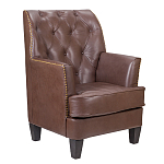 Кресло из натуральной кожи c мягкими подлокотниками на 4-х деревянных ножках из массива бука Joseph Armchair brown варинант исполнения - 1 | Loft Concept в Костроме