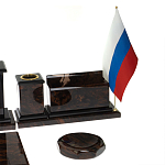 Настольный письменный набор с часами из природного камня обсидиана  Gift for Manager варинант исполнения - 5 | Loft Concept в Костроме