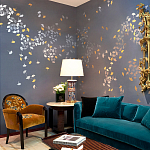 Обои ручная роспись Gingko Colourway SC-98 on Gun Metal dyed silk варинант исполнения - 1 | Loft Concept в Костроме