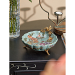 Блюдо из голубого фарфора с бронзовой птичкой Blue Garden варинант исполнения - 4 | Loft Concept в Костроме