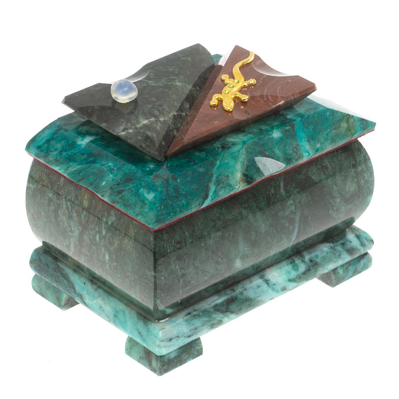 Шкатулка прямоугольная с зеркалом из натурального камня змеевик Stone Casket Змеевик Золотой Шкатулка прямоугольная с зеркалом из натурального камня змеевик Stone Casket Змеевик Золотой в Костроме | Loft Concept