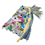 Ковер разноцветный из джинсовой одежды и армейских палаток Upcycling варинант исполнения - 1 | Loft Concept в Костроме