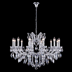 Люстра подвесная с 12-ю лампочками и прозрачными хрустальными подвесками на хромированном основании Crystal lamps варинант исполнения - 2 | Loft Concept в Костроме
