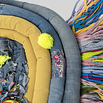 Ковер разноцветный из джинсовой одежды и армейских палаток Upcycling варинант исполнения - 4 | Loft Concept в Костроме