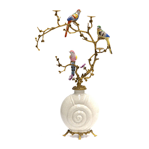 Подсвечник с декором из птиц на ветвях Birds of Paradise