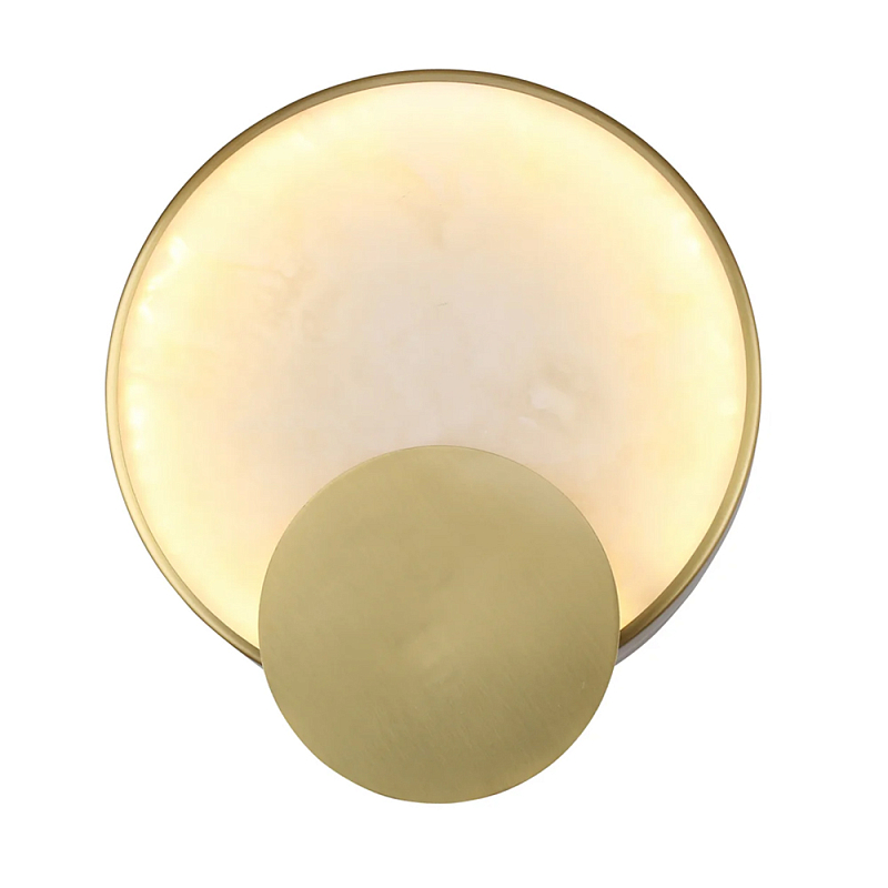 Бра в форме диска из бежевого алебастра Cryptocrystalline Stone Латунь Бежевый в Костроме | Loft Concept 