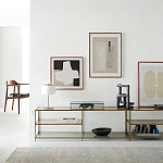 ТВ-тумба из стекла и металла Tingey Metal Glass TV Stand варинант исполнения - 4 | Loft Concept в Костроме