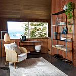 Металлический стеллаж с деревянными полками и ящиками Menzie Metal Wood Rack варинант исполнения - 5 | Loft Concept в Костроме