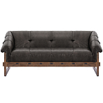 Трехместный диван Duncan винтажная черная кожа варинант исполнения - 1 | Loft Concept в Костроме