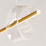 Люстра линейная золотистого цвета с двумя прозрачными волнистыми элементами Wave Line варинант исполнения - 11 | Loft Concept в Костроме