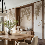 Обои с вышивкой ручной работы Deco Wisteria ﻿Midas colourway on Liso Pearl wool sateen варинант исполнения - 2 | Loft Concept в Костроме