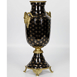 Ваза черного цвета из фарфора с золотистым узором и бронзовыми элементами Eden Garden porcelain and bronze варинант исполнения - 1 | Loft Concept в Костроме