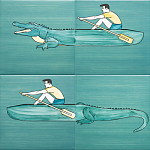 Плитка с узором Крокодил байдарочник варинант исполнения - 2 | Loft Concept в Костроме