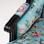 Трехместный диван из натурального бука бирюзовый с изображением птиц и цветов Turquoise Chinoiserie Garden Sofa варинант исполнения - 5 | Loft Concept в Костроме