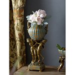 Ваза голубого цвета из фарфора с золотым растительным орнаментом и бронзовыми фигурками женщин Eden Garden porcelain and bronze варинант исполнения - 7 | Loft Concept в Костроме