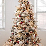 Заснеженная Новогодняя Ель с золотыми листьями и цветами в комплекте варинант исполнения - 1 | Loft Concept в Костроме