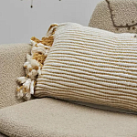 Чехол на подушку горчичного цвета с бахромой и объемным узором Ethnic mix варинант исполнения - 5 | Loft Concept в Костроме