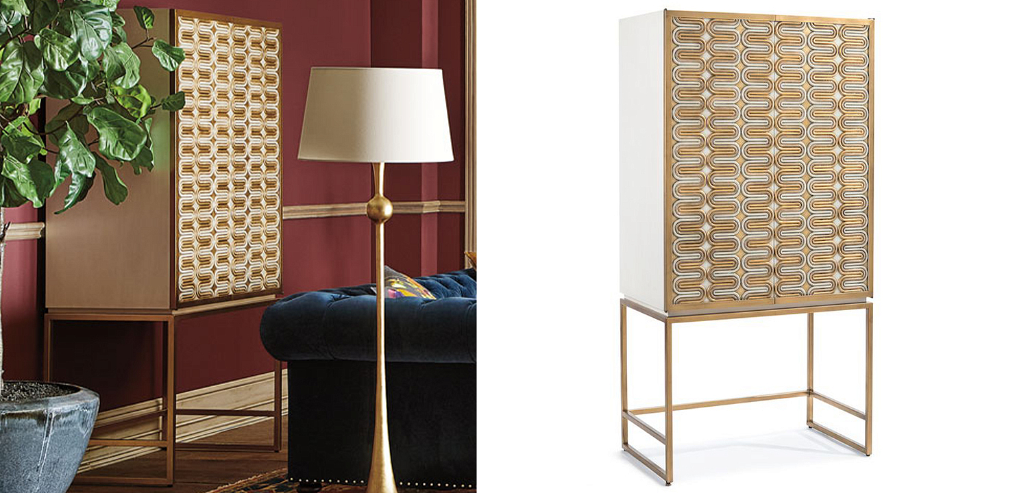 Шкаф Park Avenue Brass Wave Pattern Bar Cabinet Шкаф Park Avenue Brass Wave Pattern Bar Cabinet - Loft-Concept в Костроме