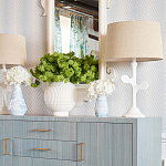 Настольная лампа с белым каркасом и тканевым абажуром Natural Stems варинант исполнения - 3 | Loft Concept в Костроме