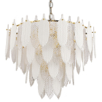 Люстра с декором из рельефного стекла в виде перьев Abelia Feather Chandelier 12 варинант исполнения - 1 | Loft Concept в Костроме