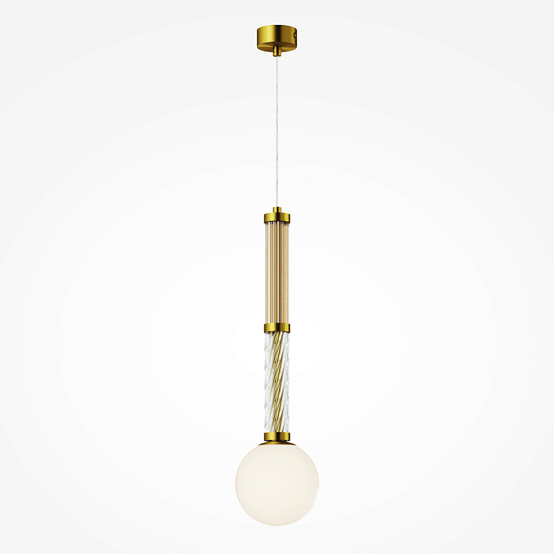 Подвесной светильник со стеклянными вставками Helios Латунь Прозрачное Стекло в Костроме | Loft Concept 