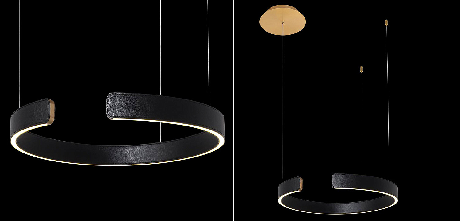 Подвесной светильник Half Ring black leather 40 Подвесной светильник Half Ring black leather 40 - Loft-Concept в Костроме