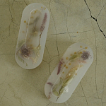 Подставка под благовония из эпоксидной смолы с цветами белая Epoxy Resin Flowers Incense Oval Stand White варинант исполнения - 2 | Loft Concept в Костроме