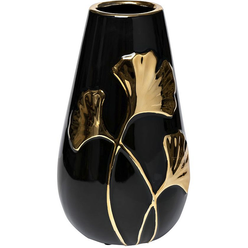 Ваза керамическая black with decor 24.5 Черный Золотой Ваза керамическая black with decor 24.5 Черный Золотой в Костроме | Loft Concept