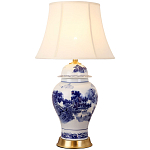 Настольная лампа с абажуром Blue Chinoiserie Table Lampshade варинант исполнения - 1 | Loft Concept в Костроме