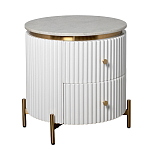 Тумбочка белая круглая с мраморной столешницей Thoroughbass варинант исполнения - 4 | Loft Concept в Костроме