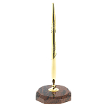 Ручка шариковая металлическая на восьмиугольной подставке из натурального камня Обсидиан Metal Stone Pens варинант исполнения - 1 | Loft Concept в Костроме