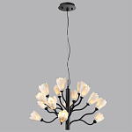 Люстра подвесная черного цвета с ветвями и белыми фарфоровыми цветами Floralis варинант исполнения - 5 | Loft Concept в Костроме