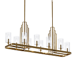 Люстра прямоугольная цвета латунь с прозрачными рифлеными цилиндрическими плафонами Kichler варинант исполнения - 1 | Loft Concept в Костроме