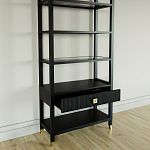 Стеллаж Elsa Dreams Black со стеклянными полками и ящиком варинант исполнения - 3 | Loft Concept в Костроме